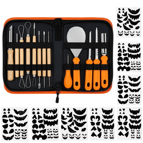 Halloween Pumpkin Carving Kit Pumpkin Carving Stickers Professional Detail Sculpting Tools Double-Side Sculpting Tool for Halloween Decoration