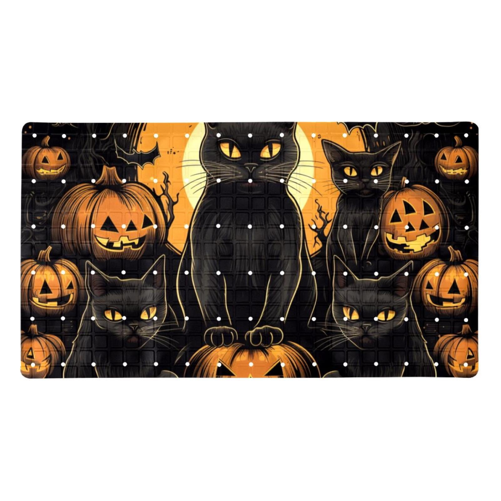Halloween Pumpkin Cat NonSlip Bath Tub Floor Mat, Extra Long, Quick