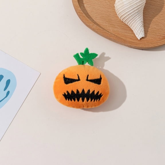 Halloween Pumpkin Cat Toys, Plush Squeaky Teething Toy with Embroidered Faces, Interactive Soft Stuffed Pumpkin for Kittens and Adult Cats, Bite-Resistant and Lightweight, Festive Holiday Gift