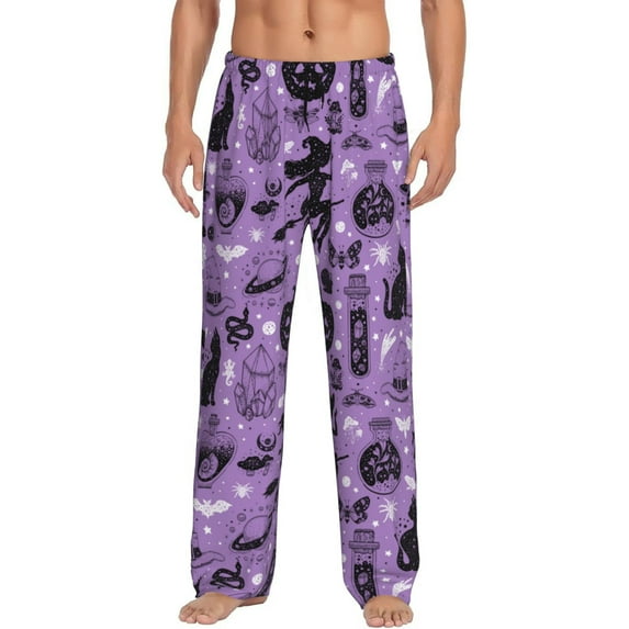 Halloween Pumpkin Cat Witch Potion Scary Spooky Men'S Pajama Pants Soft Sleep Lounge Pants Pjs Bottoms With Pockets Small