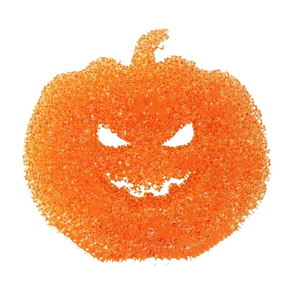 Halloween Pumpkin Cleaning Sponges - Temperature Sensitive Non-Scratch Scrubbers for Dishes/Pots (Set of 3)