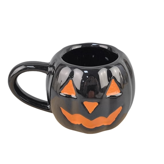 Halloween Pumpkin Coffee Mug Ceramic Novelty Fall Hot Cocoa Cup, Festive Decorative Drinkware for Home Office Party, Holiday Gift for Adults Men Women Seasonal Beverage Container 14.6x11x8.8cm