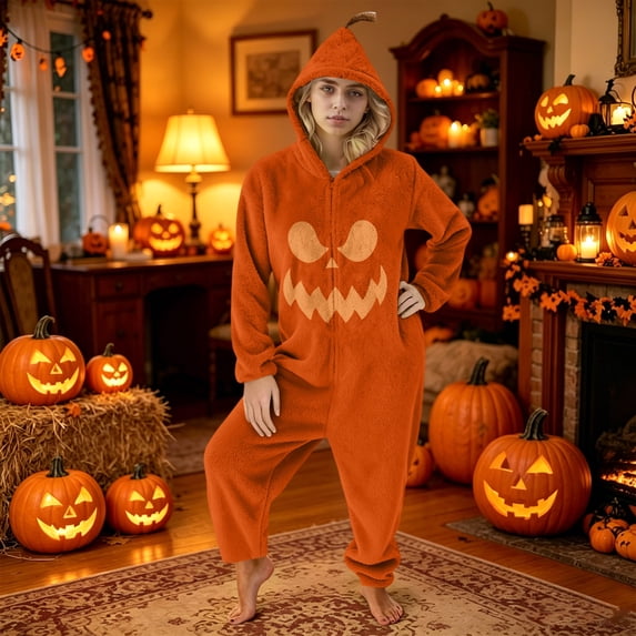 Halloween Pumpkin Costume Adult Unisex Pumpkin Hooded Jumpsuit Costume for Halloween Cosplay Costume 2026