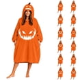 thumbnail image 1 of Halloween Pumpkin Costume Oversized Wearable Blanket Hoodie Cozy Plush Halloween Cosplay Costume, 1 of 7