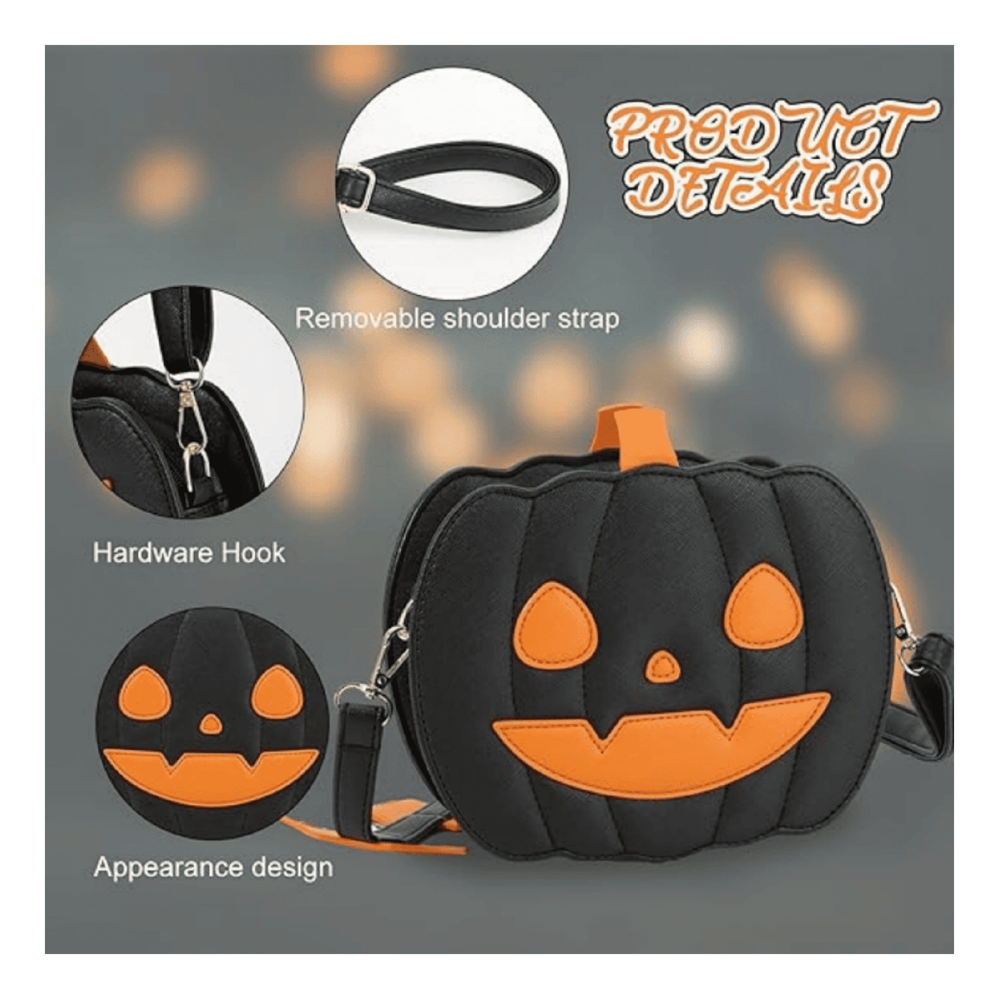 Halloween Pumpkin Crossbody Bag PU Leather Shoulder Purse for Women
