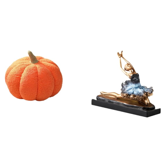 Halloween Pumpkin Cushion Ballet Dancer Figurine Plush Material Set for Living Room Bedroom Sofa Fireplace Decor
