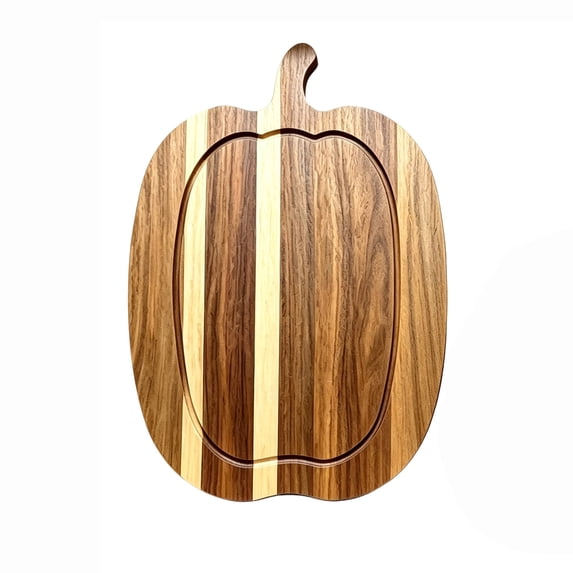 Halloween Pumpkin Cutting Board,Striped Hardwood Cutting Board With Built‑In Juice Groove,13.7x9.8 Inch Decorative Charcuterie Tray for Holiday Gathering,Kitchen Countertop Display & Gifting