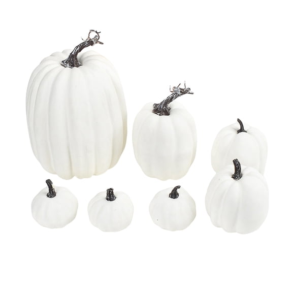 Halloween Pumpkin Decor, Artificial Large Pumpkin Decoration with White for Fall Holiday Home Party Tabletop Display