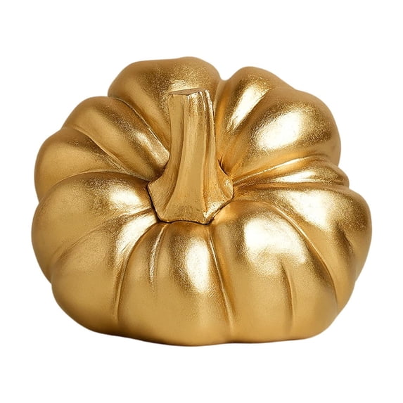 Halloween Pumpkin Decor Fall Pumpkin Decor Gold Accent Modern Indoor Statue for Home Table Shelf Mantel Halloween Thanksgiving 1 Pack