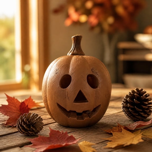 Halloween Pumpkin Decor Handmade Resin Pumpkin for Thanksgiving Fall Decoration, Spooky Cute Tabletop Ornament for Home Mantel Shelf, Halloween Party Favors