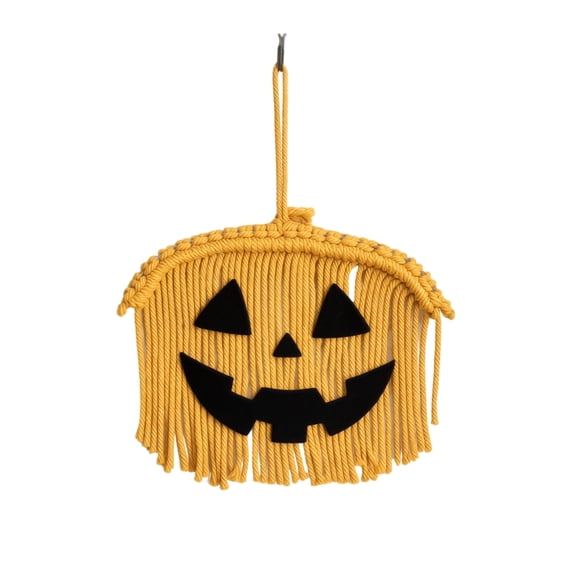 Halloween Pumpkin Decor Hanging Ornament Macrame Jack O Lantern Decor for Indoor Outdoor Halloween Hanging Decor Festive Fall Home Decoration 1 Pack