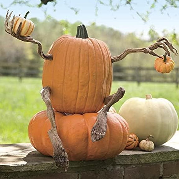 Halloween Pumpkin Decor Limbs Set - Posable Arms & Legs with Curly Vines for Creative Jack-o'-Lantern Designs