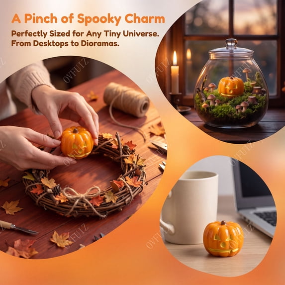 Halloween Pumpkin Decor Mini Resin Ornaments Waterproof Reusable Adorable Pumpkin Figurines for Party Favors Home Accents DIY Crafts by OVFUIZ