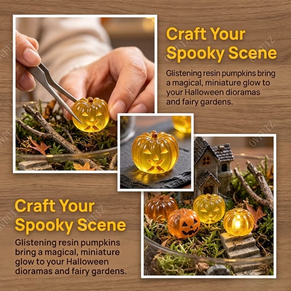 Halloween Pumpkin Decor Mini Resin Ornaments Waterproof Reusable Adorable Pumpkin Figurines for Party Favors Home Accents DIY Crafts by OVFUIZ