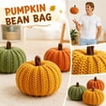 thumbnail image 1 of Halloween Pumpkin Decor, Pumpkin Bean Bag, Tabletop Fabric Ornament, Static Green and Orange Knitted Prop for Adult Indoor Autumn Seasonal Gathering Home Desk Display, 1 of 8