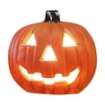 thumbnail image 1 of Halloween Pumpkin Decoration with Classic Carved Face and Hollowed Design, 1 Piece, Orange Plastic, for Front Porch Display, Jack O Lantern Decoration, 1 of 3