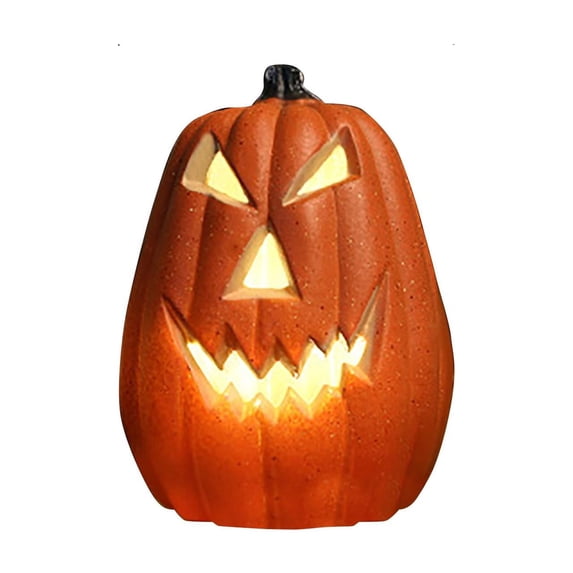 Halloween Pumpkin Decoration with Classic Carved Face, 5.5 Inch Orange Jack O Lantern Decor for Outdoor and Indoor Display