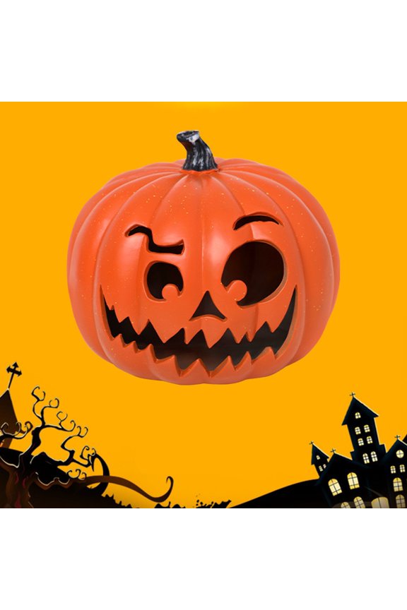 Halloween Pumpkin Decoration with Scary Face Durable Lightweight Jack-O'-Lantern for Indoor/Outdoor Party Holiday Table Centerpiece