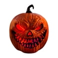 thumbnail image 1 of Halloween Pumpkin Decorations 10 Inch Scary Plastic Jack O Lantern, Light Up Halloween Decor for Indoor Outdoor, Halloween Party Porch Table Display 1 Pack, 1 of 7