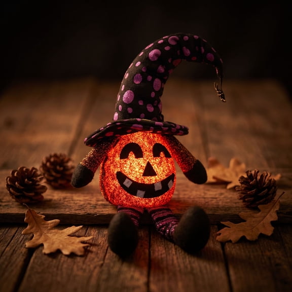 Halloween Pumpkin Decorations 16 Inch Jack O Lantern Figurine Spooky Halloween Decor for Home Indoor Party Purple 1 Pack