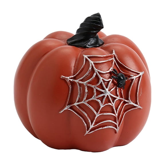 Halloween Pumpkin Decorations, Ceramic Pumpkin Decor, 5X4 In, Silver Spiderweb Accent, Orange, Black, Fall Decorations for Home, Spooky Halloween Decor, Pumpkin Home Decor,
