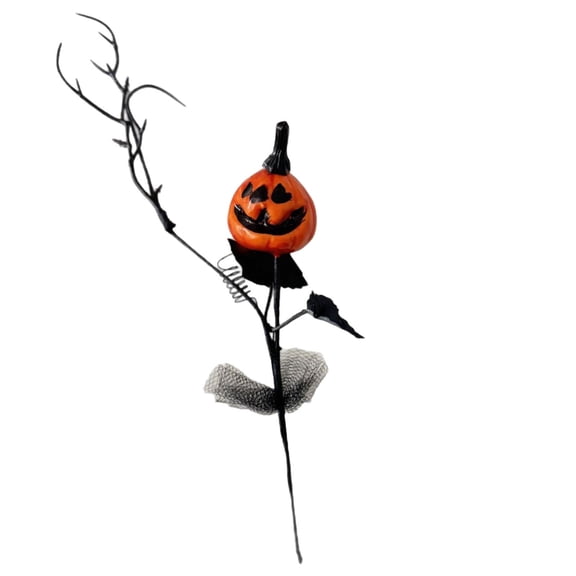 Halloween Pumpkin Decorations, Jack O Lantern Decor, Small Pumpkin Picks, Indoor Halloween Table Decor, Spooky Halloween Decor for Mantel, Party Home Accent, 1 Pack