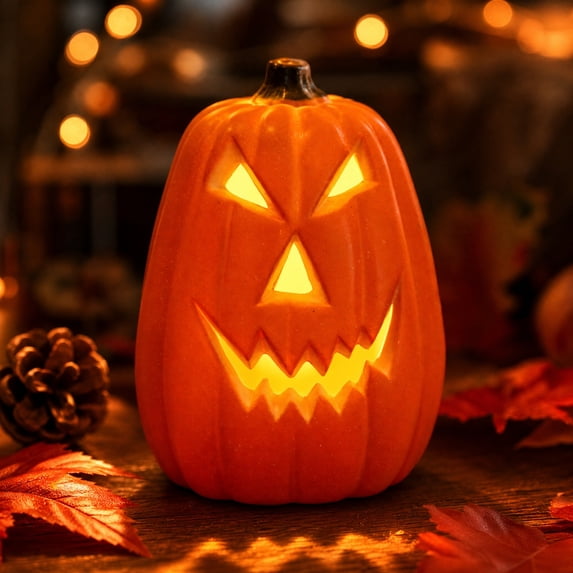 Halloween Pumpkin Decorations Light Up Halloween Decorations 6 Inch Light Up Pumpkin Spooky Halloween Decor for Indoor Table Porch Fall Party Arrangement, 1 Pack