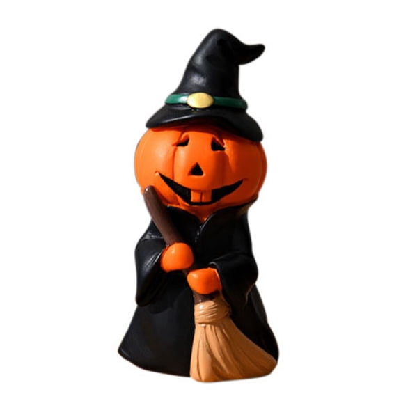 Halloween Pumpkin Devil Figurine with Bat Wings – Cute Orange Lantern Decoration for Home, Desk, or Party