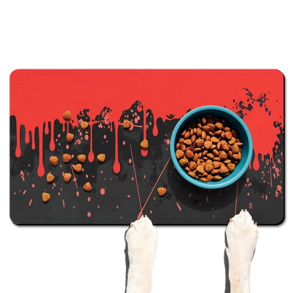 Halloween Pumpkin Dog Food Mats for Floors Absobing Durable 17x30 Inch Pet Food Mat Pumpkin Spooky Pet Feeding Mat EcoFriendly Durable Pet Placemat