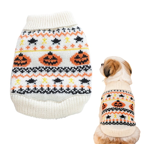 Halloween Pumpkin Dog Sweaters For Small Dogs Chihuahua Dachshund Puppy Clothes Cat Sweater Pet Clothes Boy Girl Dog Outfit Warm Soft Pet Coats Knit Sweatshirt For Winter Fall Cold Weather Walks