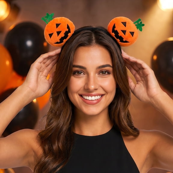 Halloween Pumpkin Doll Headband with Cute Decorations, Festive Costume Accessory for Kids and Adults, Comfortable Elastic Hair Band for Party and Themed Events
