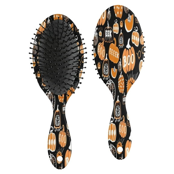 Halloween Pumpkin Doodle Pattern Hair Brush,Girls Detangling Hair Brush,Glide Through Tangles with Ease for Wet & Dry Hair,8.8"X2.8"