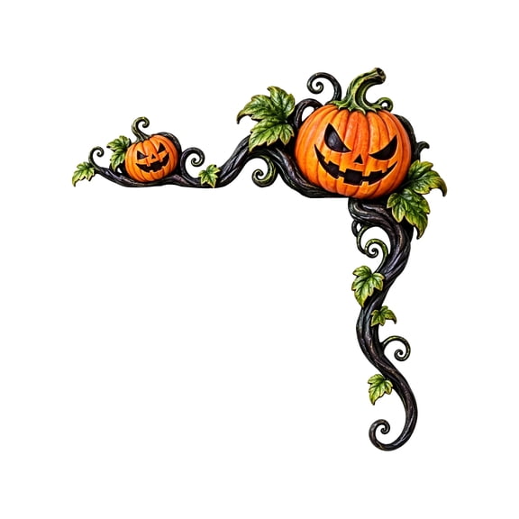 Halloween Pumpkin Door Corner Decoration, Wooden Jack-O'-Lantern Vine Door Frame Topper Ornament, Creative Right Angle Door Edge Decor for Front Door Window Cabinet Home Halloween Decor