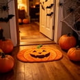 thumbnail image 1 of Halloween Pumpkin Doormat, Jack-o'-lantern Polyester Floor Mat, Spooky Festive Front Porch and Indoor Entryway Rug for Holiday Home Decor, 1 of 6