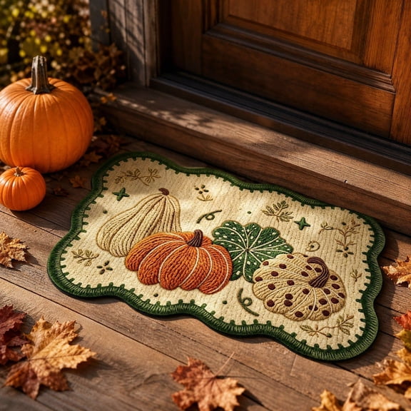 Halloween Pumpkin Doormat, Knit Diatom Mud Absorbent Floor Mat, Non-Slip Dry Pumpkin Pattern Rug, Front Door Mat for Home Entrance, Bathroom Floor, Yard Outdoor Foot Pad Use