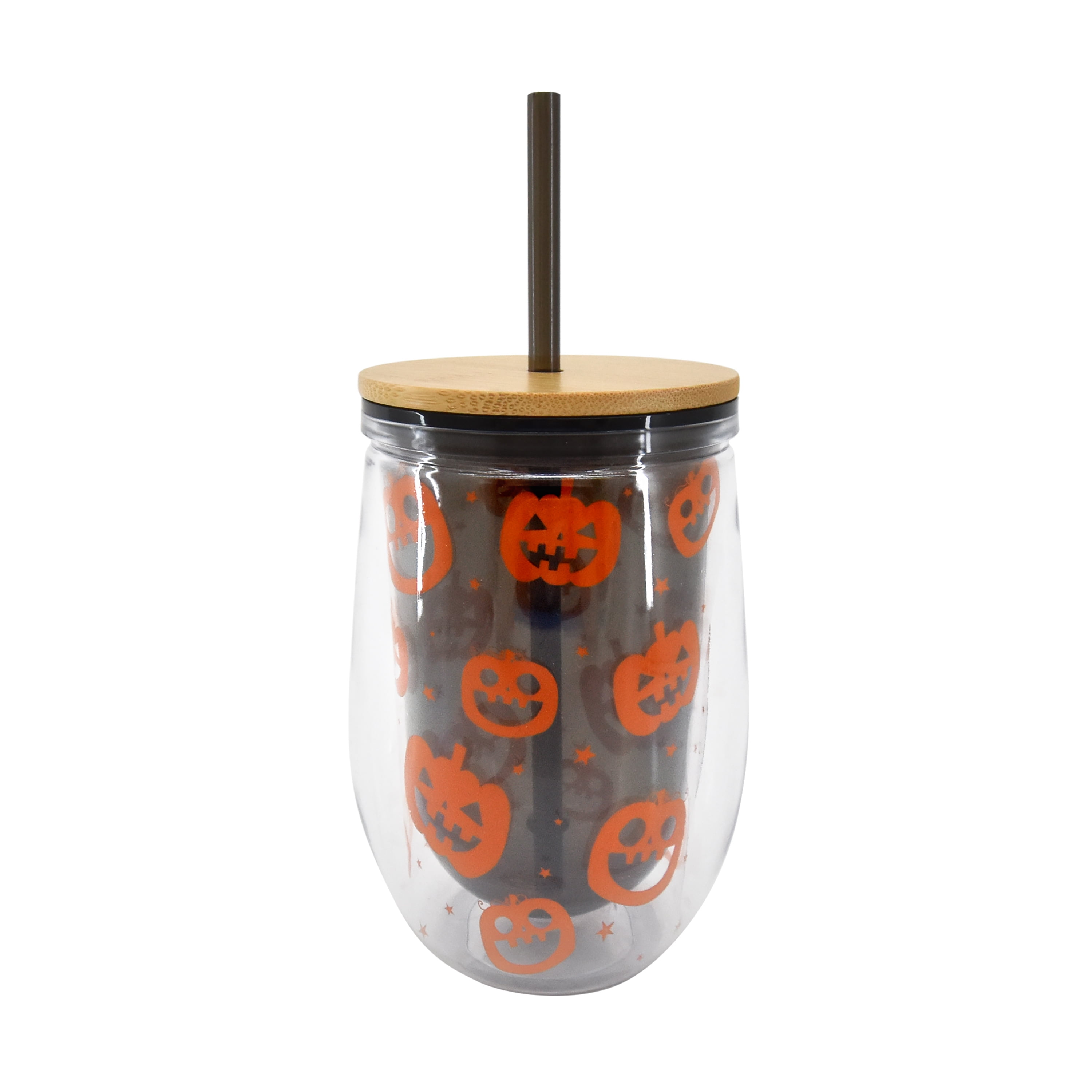 Halloween Pumpkin Double Wall Insulated Tumbler with Bamboo Lid & Plastic  Straw, Way to Celebrate