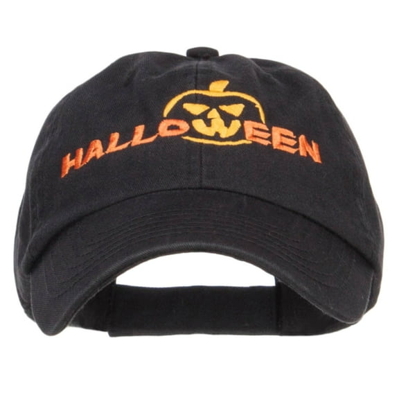 Halloween Pumpkin Embroidered Pet Spun Cap - Black OSFM