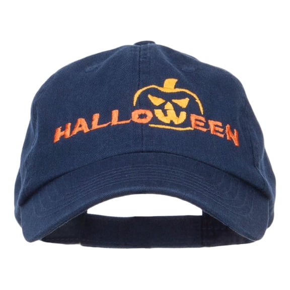 Halloween Pumpkin Embroidered Pet Spun Cap - Navy OSFM