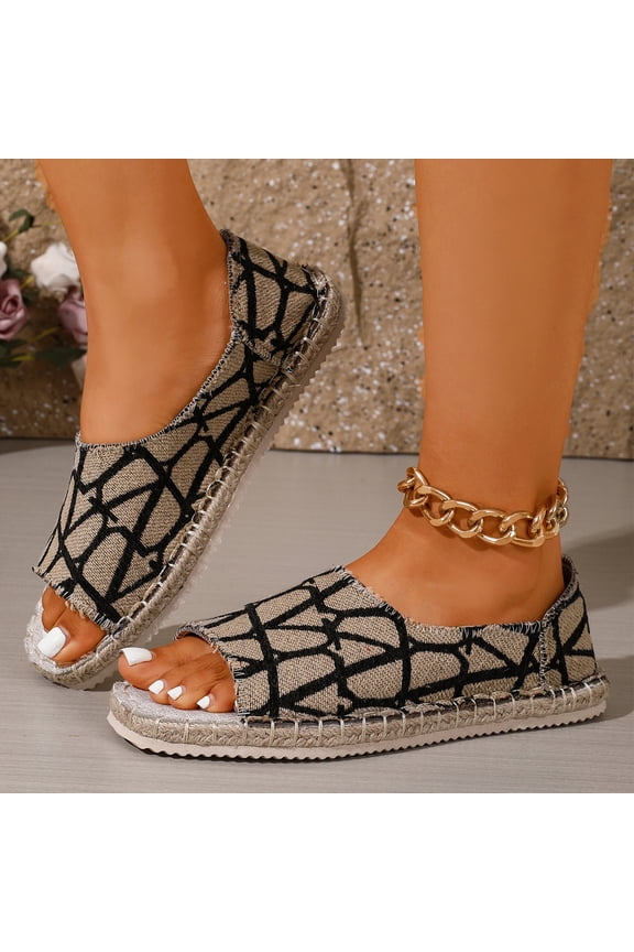 Halloween Pumpkin Espadrille Slides, Open Toe Slip On Mule Sandals, Women Colorful Pumpkin Halloween Espadrille Slide Sandals Open Toe Slip On Summer Fall Casual Mules, Khaki 5.5