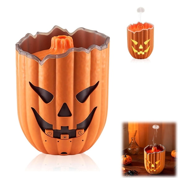 Halloween Pumpkin Essential Oil Diffuser Humidifier, Spray Essential Oil Diffuser Air Aroma,Jellyfish Mist and Big Fog Effect,7Color Night Light and Timer