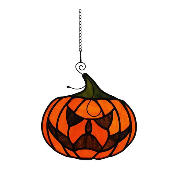 Halloween Pumpkin Face Acrylic Window Hanging Decorative Pendant Spooky Decor Orange