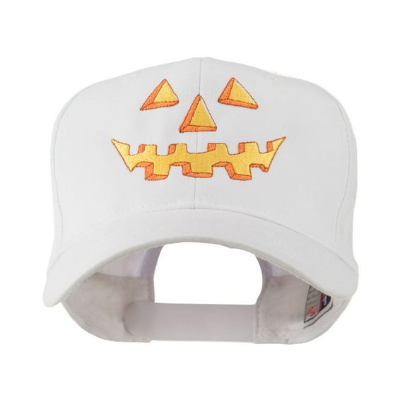 Halloween Pumpkin Face Embroidered Cap - White OSFM