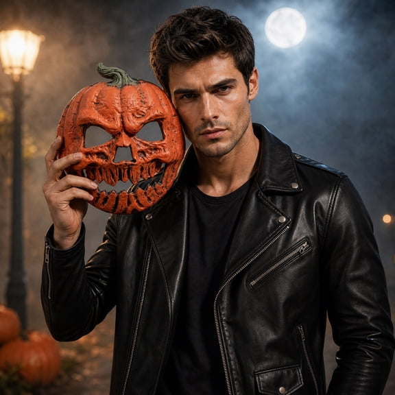 Halloween Pumpkin Face Mask, Carnival Costume Cosplay Accessory, Classic Jack O Lantern Mask for Halloween Party, Masquerade, Dress Up & Holiday Event