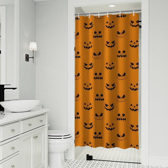 Halloween Pumpkin Face Silhouettes Shower Curtain 36"x72" ,Bathroom Decorative Shower Curtains Set with 12 Hooks,Modern Waterproof Washable Shower Curtain