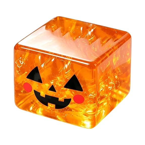 Halloween Pumpkin Face Squishy Cube, Orange Textured Ice Cube Stress Relief Sensory Fidget Squeeze, Portable Holiday Gift for Adults