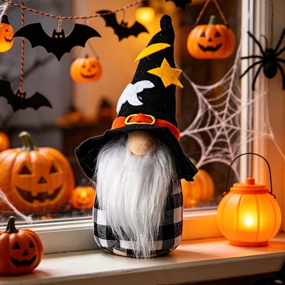 Halloween Pumpkin Faceless Doll Decor, 6.7 x 2.4 Inch Soft Stuffed No Face Pumpkin Figure Toy, Cute Desktop Ornament for Home Indoor Halloween Decoration