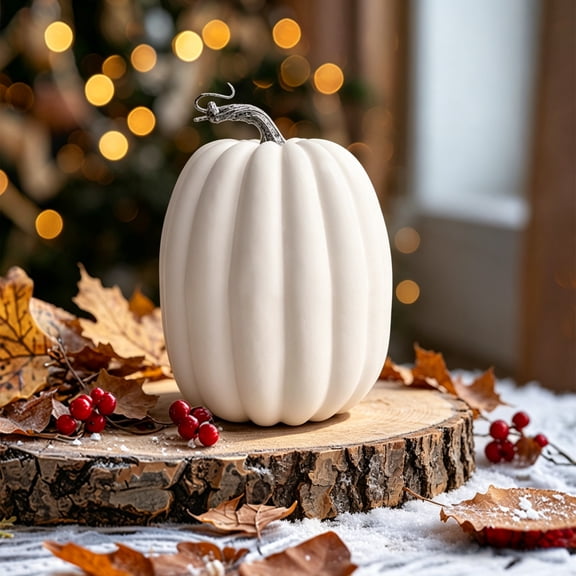 Halloween Pumpkin Fall Ornament, Thanksgiving Artificial Pumpkin, Desktop Realistic Plastic Fall Decor, Halloween Decorations for Desk Dining Table Central Kitchen