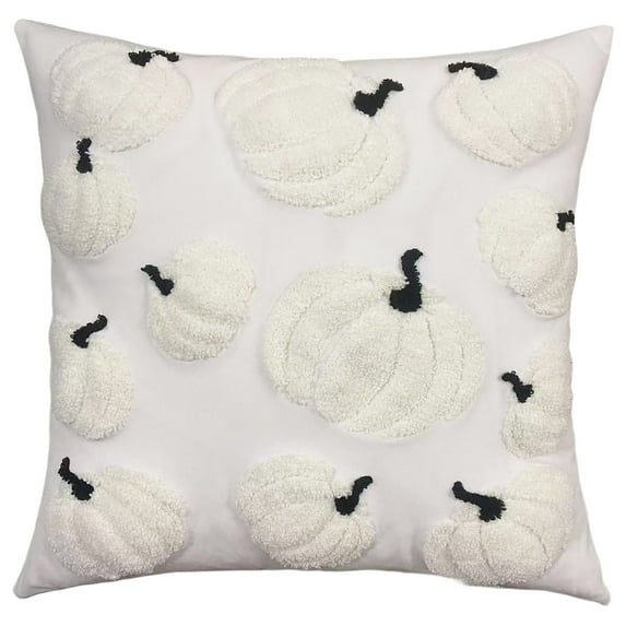 Halloween Pumpkin Fall Throw Pillow Covers 18x18 Inch Autumn Cushion Covers with 3D Embroidery Soft Plush Pillow Cases for Sofa Couch Living Room Bedroom Farmhouse Thanksgiving Halloween