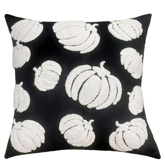 Halloween Pumpkin Fall Throw Pillow Covers 18x18 Inch Autumn Cushion Covers with 3D Embroidery Soft Plush Pillow Cases for Sofa Couch Living Room Bedroom Farmhouse Thanksgiving Halloween