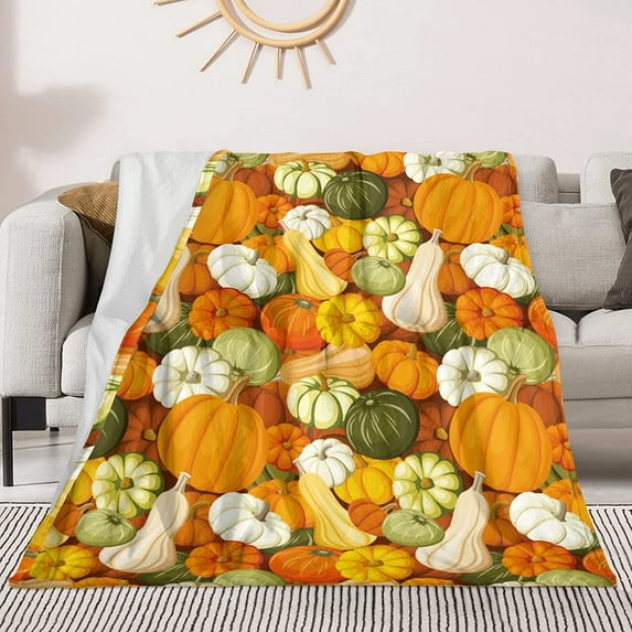 Halloween Pumpkin Fall Throw Blanket for Couch Autumn Black Flannel Fall Decor Thanksgiving Gifts Kids Adult Soft Small Lightweight for Bed Sofa Summer Blanket 50x60 inch